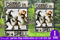 vintage Creepy sublimation Halloween Garden Flag PNG Product Image 1