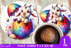 funny happy EASTER round coaster Sublimation hatching Egg Product Image 1