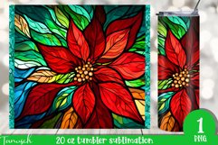 stained glass christmas poinsettia sublimation 20oz tumbler Product Image 1