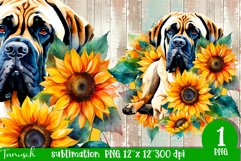 watercolor English Mastiff dog sublimation PNG Product Image 1