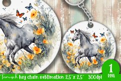 watercolor horse keychain Sublimation design PNG Product Image 1