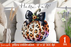 funny FALL Pumpkin Pillow with Bow sublimation JPG Product Image 1