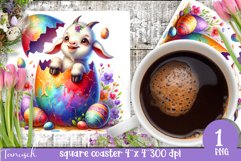 EASTER hatching egg square coaster spring Sublimation Product Image 1