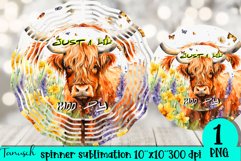 floral Highland Cow wind spinner sublimation design Product Image 1