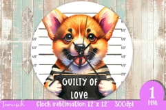 funny mugshot dog in prison Wall Clock sublimation design Product Image 1