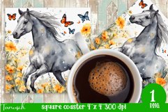 Watercolor horse memorial SQUARE COASTER sublimation PNG Product Image 1