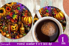 FALL Pumpkin &amp; Sunflowers Round Coaster sublimation bundle Product Image 11