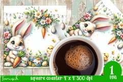 cute EASTER rabbit Square Coaster spring Sublimation PNG Product Image 1