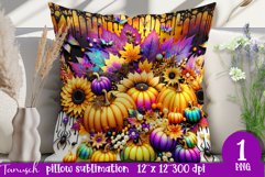 funny FALL Pumpkin with Bow Pillow sublimation PNG Product Image 1
