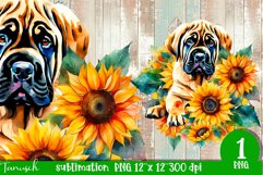 watercolor English Mastiff dog sublimation PNG Product Image 1