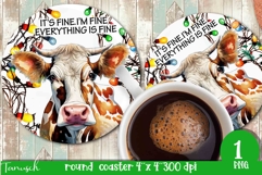 funny christmas round coaster It&#039;s fine, I&#039;m fine design Product Image 1