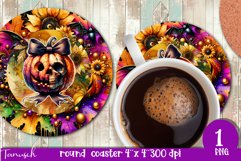 funny FALL Pumpkin with Bow Round Coaster sublimation bundle Product Image 12