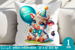 Happy Birthday pillow BALOON SUBLIMATION PNG Product Image 1