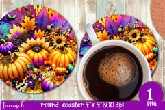 FALL Pumpkin &amp; Sunflowers Round Coaster sublimation bundle Product Image 12
