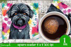 watercolor affenpinscher dog square coaster sublimation PNG Product Image 1