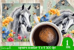 Watercolor horse memorial SQUARE COASTER sublimation PNG Product Image 1