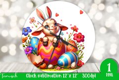funny happy EASTER wall clock Sublimation hatching Egg Product Image 1