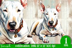 watercolor Bull Terrier dog sublimation PNG Product Image 1