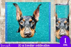 20oz glitter DOBERMAN tumbler peeking dog Sublimation PNG Product Image 1