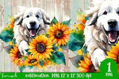 watercolor Great Pyrenees dog sublimation PNG Product Image 1