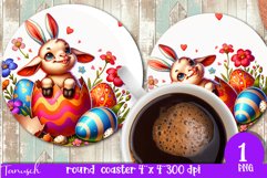 funny happy EASTER round coaster Sublimation hatching Egg Product Image 1