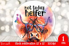 funny HIGHLAND COW wall clock sublimation PNG Product Image 1