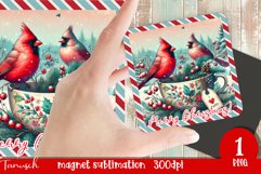 cute rustic Christmas magnet sublimation / red cardinal Product Image 1
