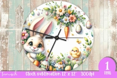 cute EASTER rabbit Wall Clock spring Sublimation PNG Product Image 1
