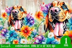 watercolor Bloodhound dog sublimation PNG Product Image 1