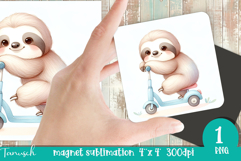 watercolor nursery Animals MAGNET sublimation / Baby Sloth Product Image 1