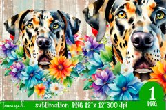 watercolor Catahoula Leopard dog sublimation mastiff PNG Product Image 1