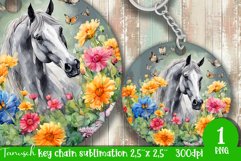 watercolor horse keychain Sublimation design PNG Product Image 1