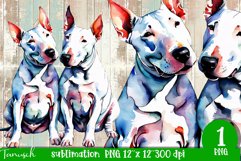 watercolor Bull Terrier dog sublimation PNG Product Image 1