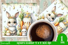 cute EASTER rabbit Square Coaster spring Sublimation PNG Product Image 1