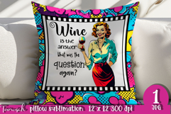 retro housewife funny woman pillow sublimation design JPG Product Image 1
