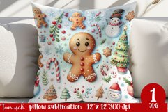 cute rustic Christmas Pillow sublimation / gingerbread Product Image 1