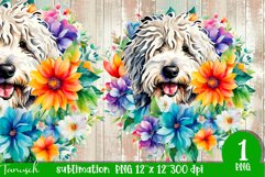 watercolor Komondor dog sublimation PNG Product Image 1