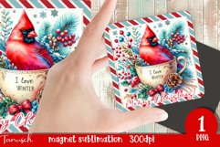 cute rustic Christmas magnet sublimation / red cardinal Product Image 1