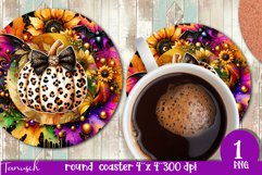 funny FALL Pumpkin with Bow Round Coaster sublimation bundle Product Image 13
