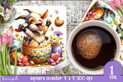 EASTER hatching egg square coaster spring Sublimation Product Image 1