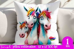 funny HORSES lady pillow sublimation design JPG HORSE Product Image 1