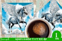 Watercolor horse memorial SQUARE COASTER sublimation PNG Product Image 1