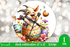 funny happy EASTER wall clock Sublimation hatching Egg Product Image 1