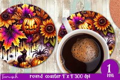 FALL Pumpkin &amp; Sunflowers Round Coaster sublimation bundle Product Image 13