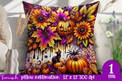 funny FALL Pumpkin with Bow Pillow sublimation PNG Product Image 1