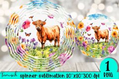 floral Highland Cow wind spinner sublimation bundle Product Image 14
