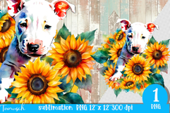 watercolor Bull Terrier dog sublimation PNG Product Image 1
