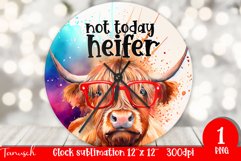 funny HIGHLAND COW wall clock sublimation PNG Product Image 1