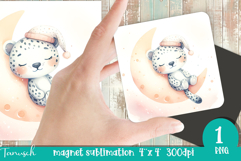 watercolor nursery Animals MAGNET sublimation / Baby Leo Product Image 1