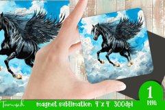 Watercolor horse memorial MAGNET sublimation PNG Product Image 1